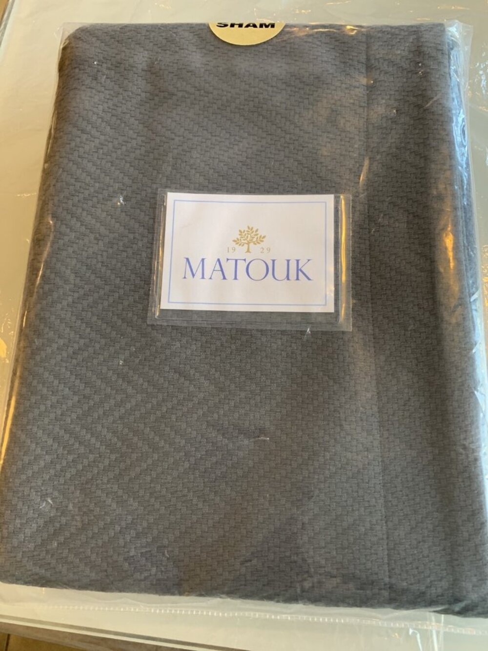 Matouk Euro European Sham Castela Charcoal Gray Cotton New!